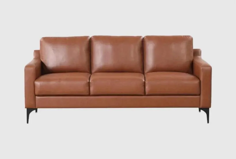 Fletcher Brown Faux Leather 78" Sofa