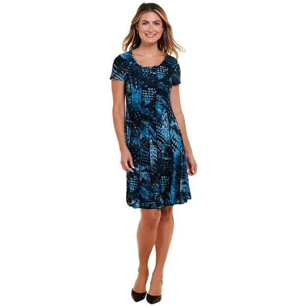 Womens Sami & Jo Short Sleeve Jacquard Seamed Shift Dress