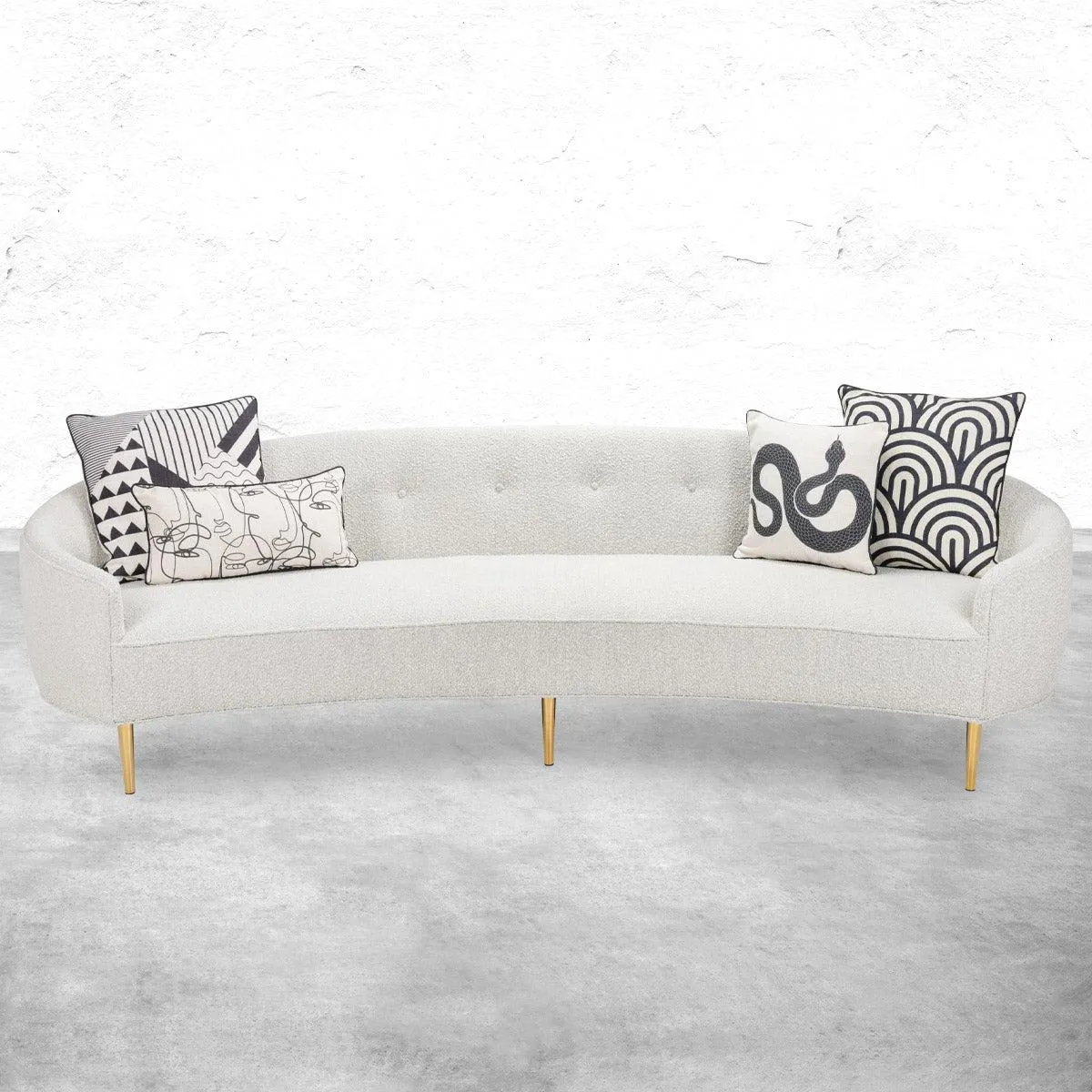 Art Deco Sofa in Light Gray Bouclé