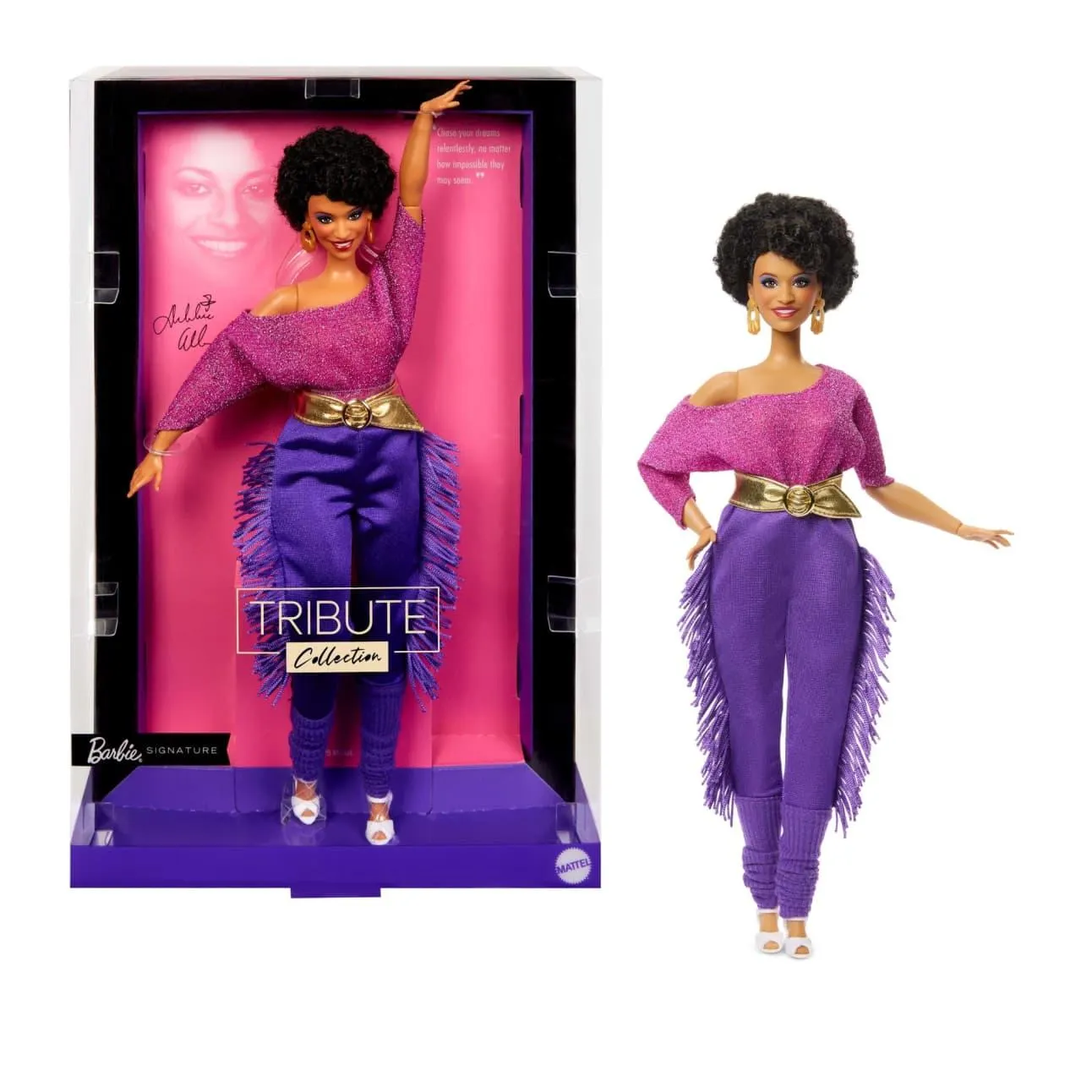 Barbie Signature Tribute Collection Debbie Allen Doll in Purple Fringe Pants And Legwarmers