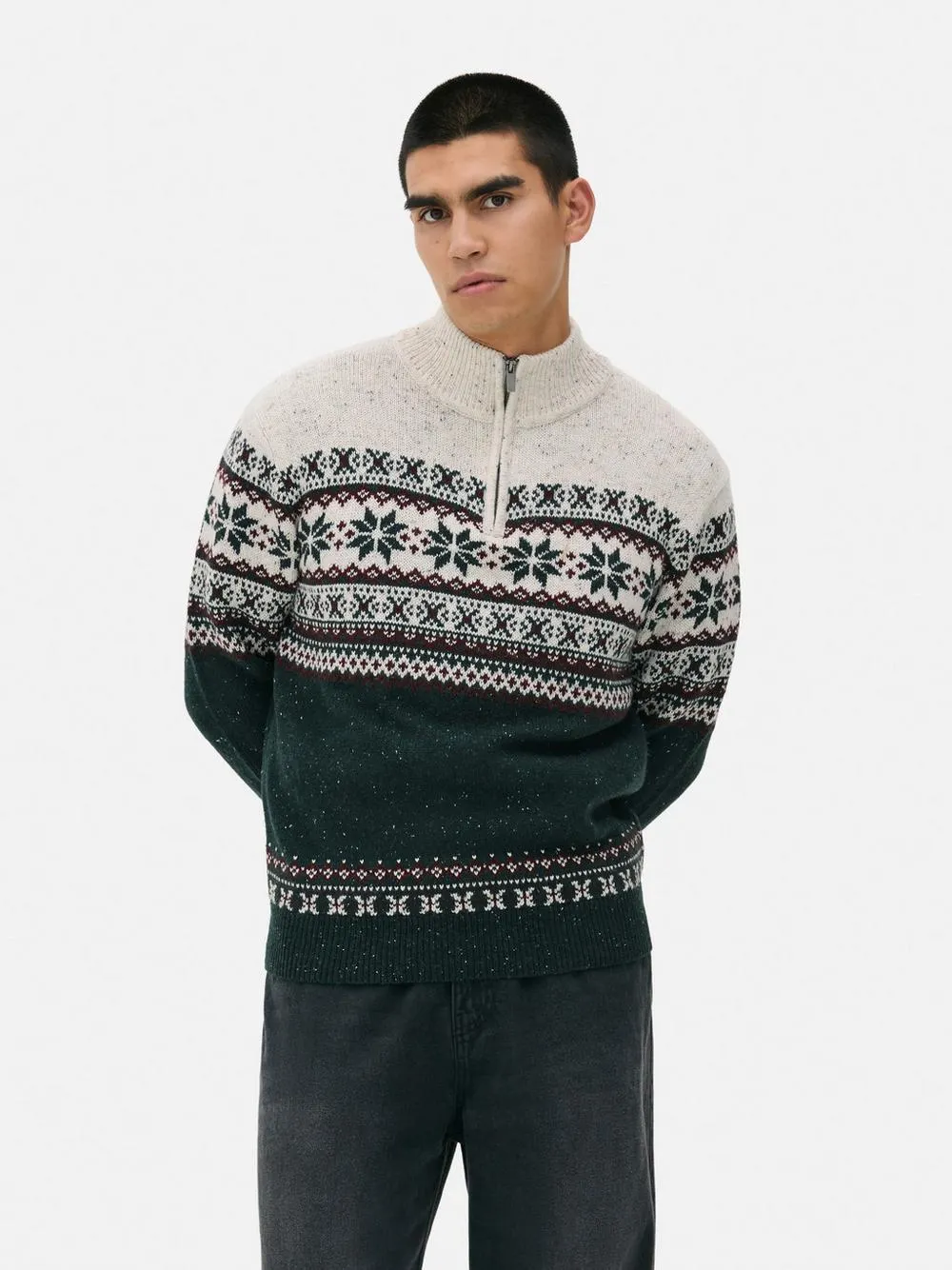 Half-Zip Fair Isle Cardigan