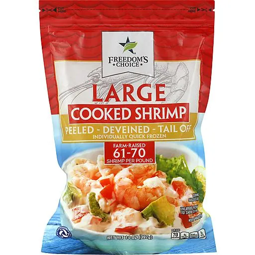 Freedom's Choice Large Tail-Off Cooked Shrimp 61-70 ct