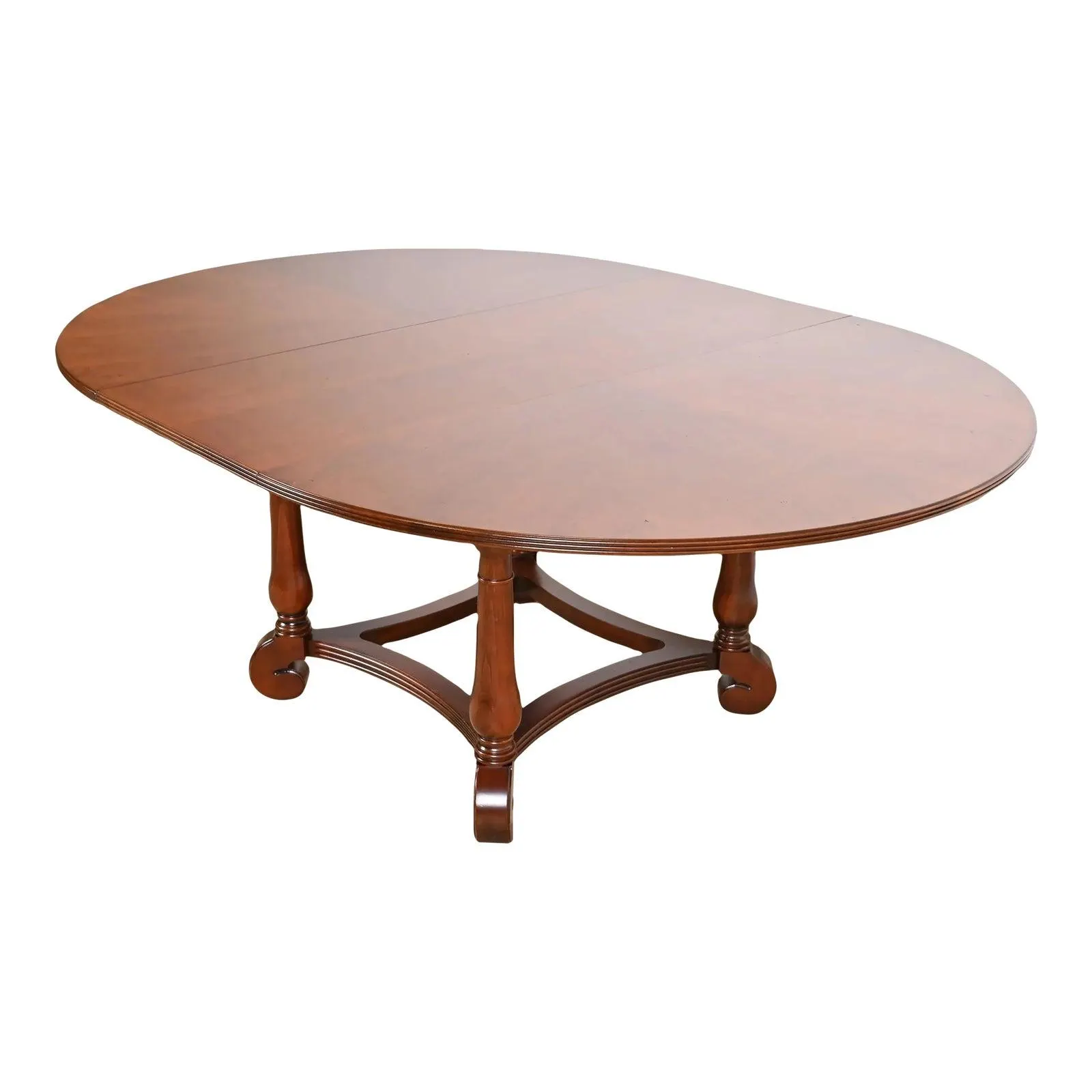 Ethan Allen Italian Provincial Cherry Wood Pedestal Extension Dining Table, Newly Refinished