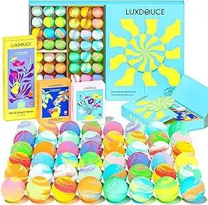 48 Pack Bath Bombs Gift Set – Aromatic Bubble Bombs with 18 Scents, SPA Relaxing & Skin Nourishing, Ideal Self-Care Gifts for Women, Wife, Grandma, or Daughter on Birthdays or Summer Occasions