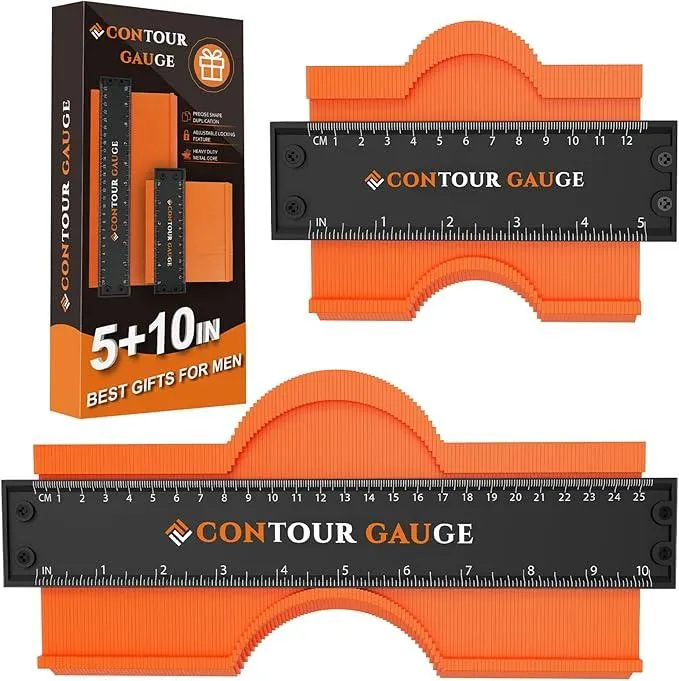 Contour Gauge Tool Unique Gifts for Men Dad Husband, Stocking Stuffers for Men, Husband Christmas Gifts Contour Gauge Duplication (10 In+5 In) with Metal Lock, DIY Woodworking Tools Men's Gifts Ideas