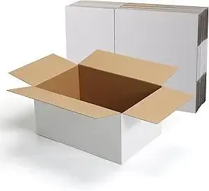 CRUGLA 12x8x6 White Shipping Boxes Set of 15, White Corrugated Cardboard Boxes for Small Business Shipping Mailing Packing