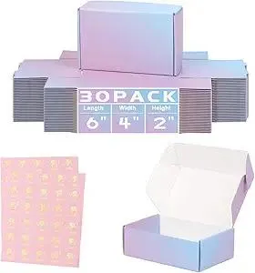 6x4x2 Inch Small Shipping Boxes for Small Business, 30 Pack Purple Mailing Boxes Corrugated Cardboard Mailer Gift Packaging Box