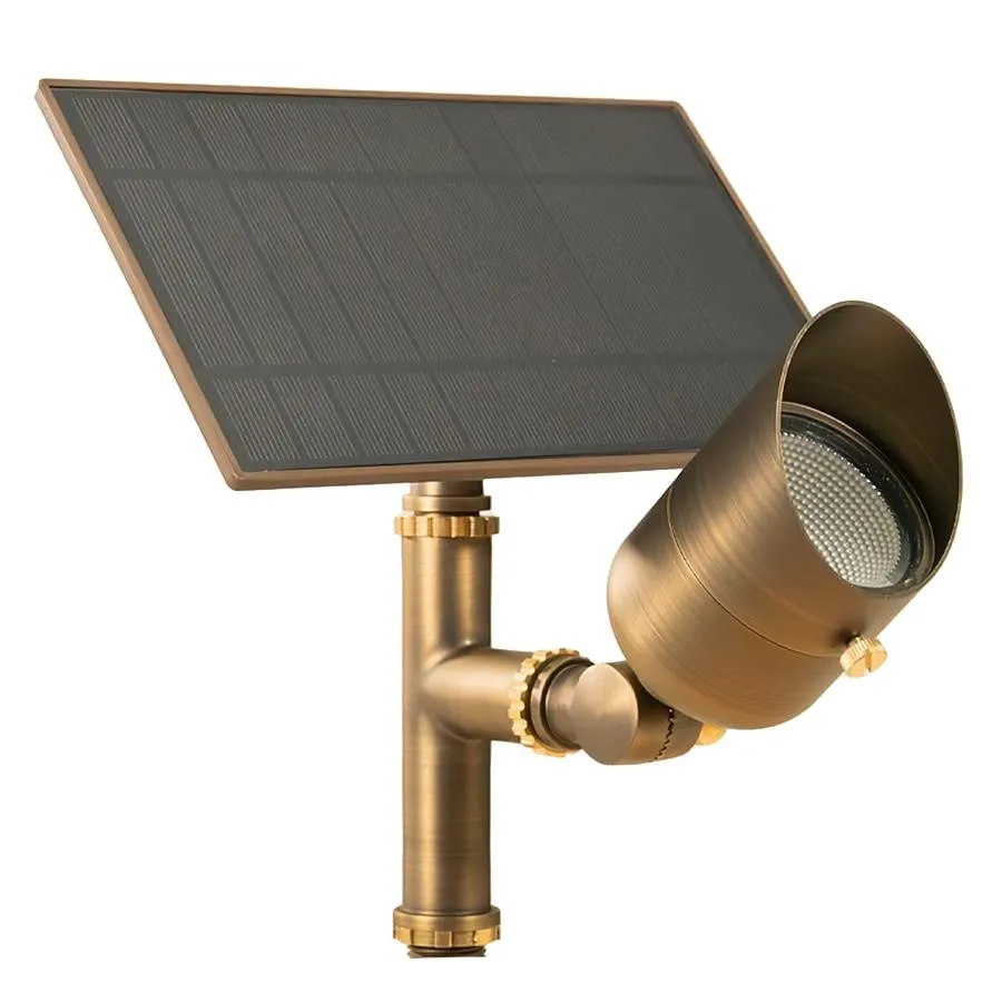 VOLT Solar Spotlight 205 -Lumens 4 -Watt Brass Bronze Warm White Solar LED Spot light