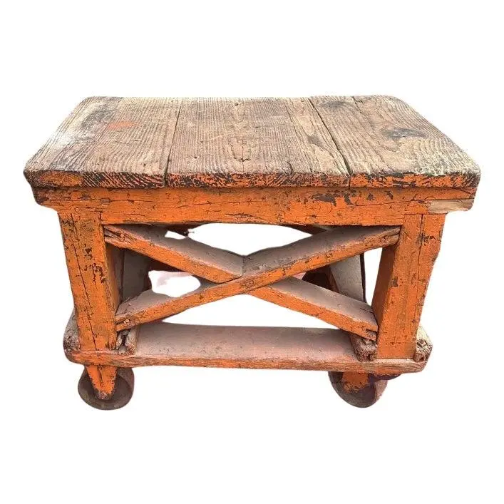 Industrial Factory Trolley in Old Orange Paint