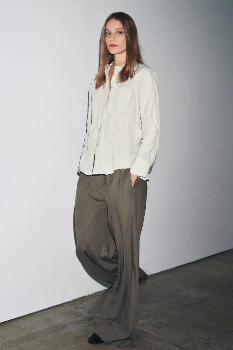 ZW COLLECTION CRINKLED STRIPED SHIRT