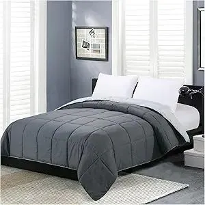 Homelike Moment Comforters Queen Size - Grey Duvet Insert Down Alternative Bed Queen Comforter, Lightweight Bedding Comforters Full Size Quilted Soft All Season Reversible Dark Gray/Light Grey