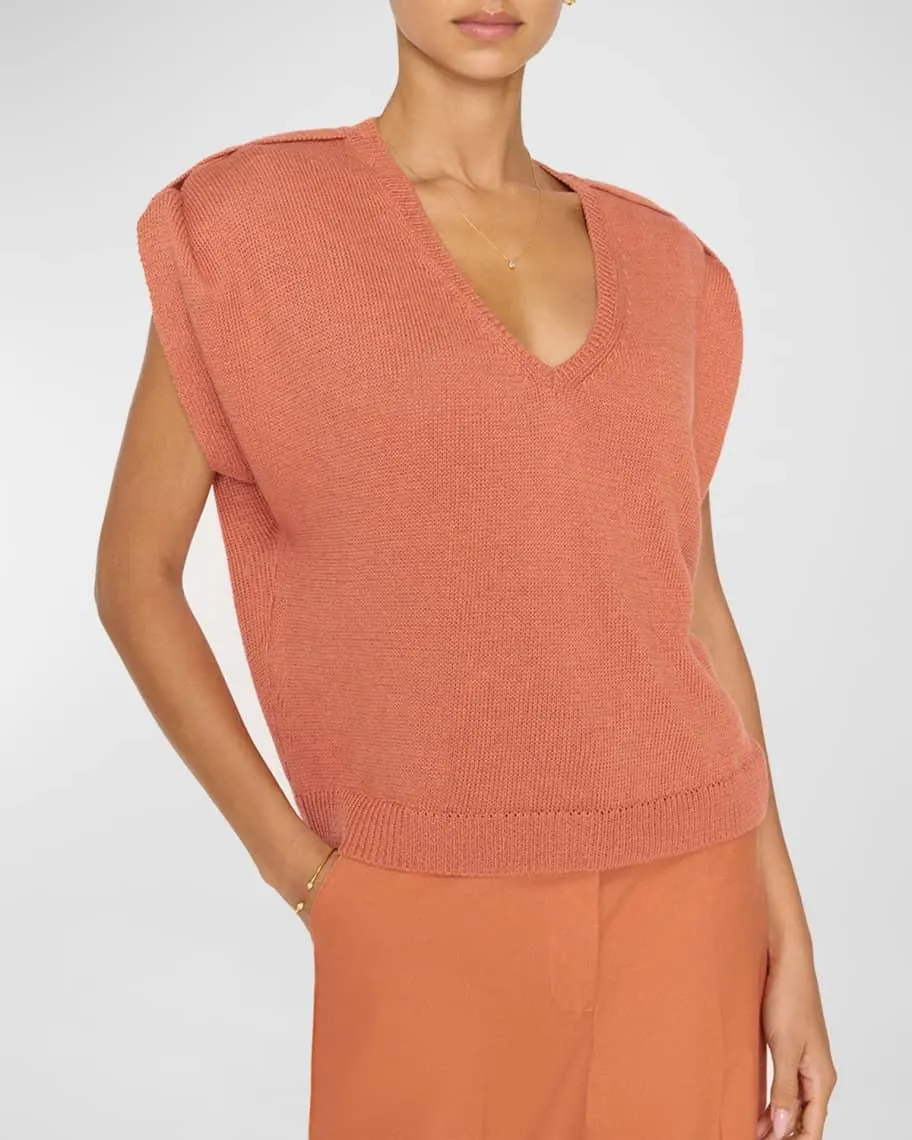 Frances Sleeveless V-Neck Sweater Top
