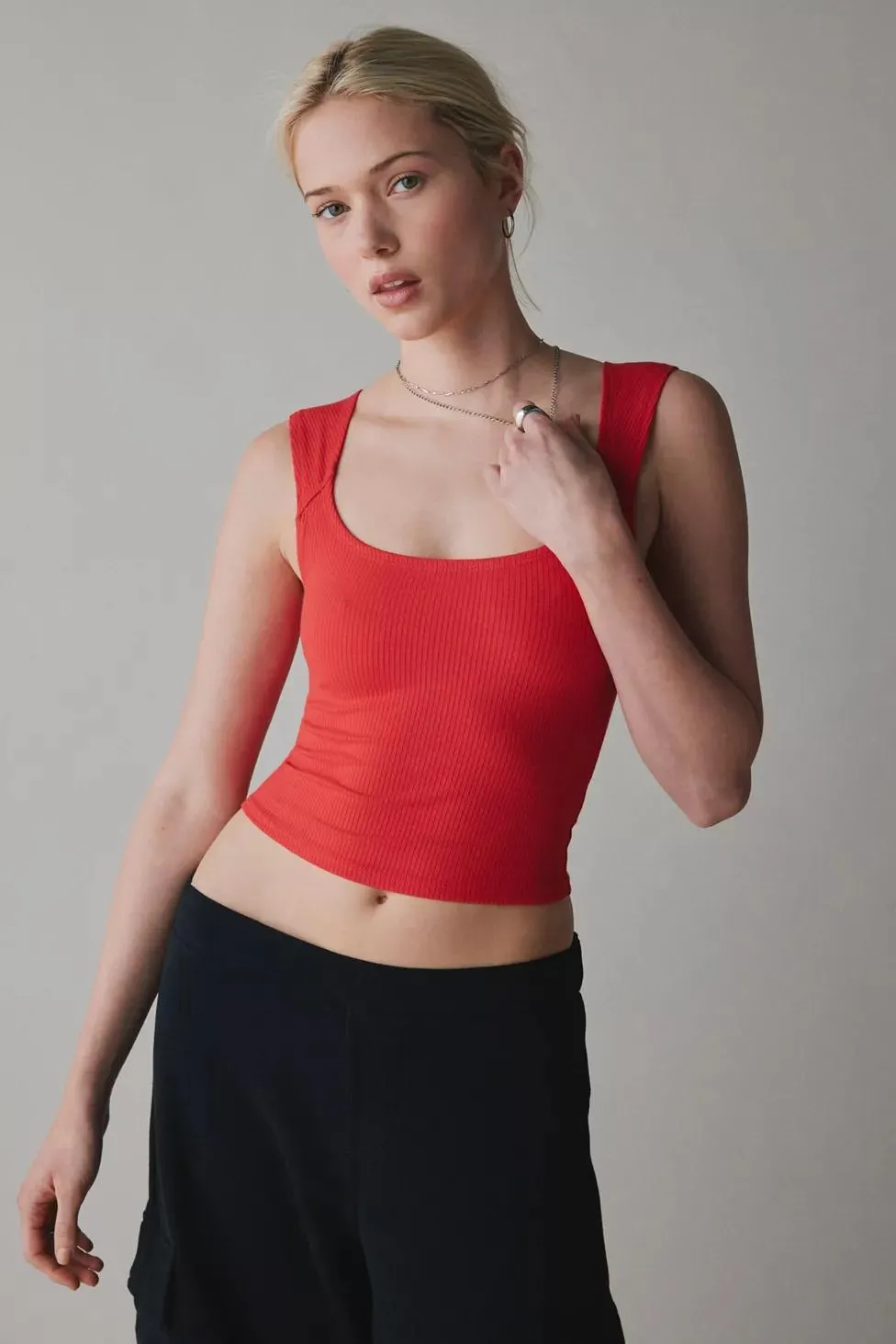 BDG Ribbed Square Neck Tank Top