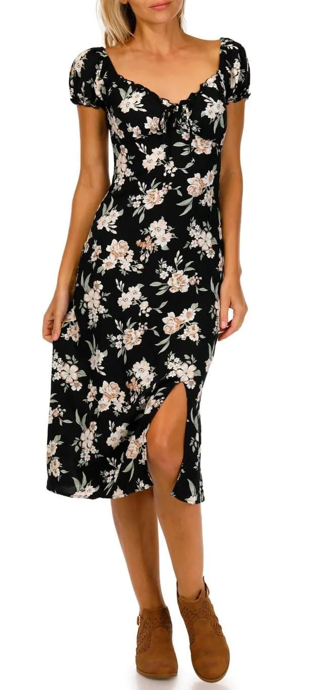 Madden Girl Juniors Floral Short Sleeve Midi Dress