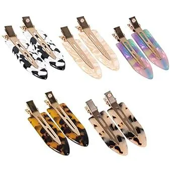 Magicsky 10PCS No Bend Hair Clips for Styling, Acrylic No Crease Curl Small Pin, Bang Barrette Tool for Makeup-Hairstyle Accessories for Women Girls, Leopard White Black