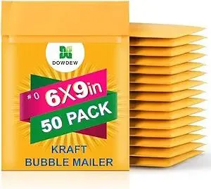 Kraft Bubble Mailers [50 Pack] Shipping Mailing Packing Envelopes #0 (6" x 9")