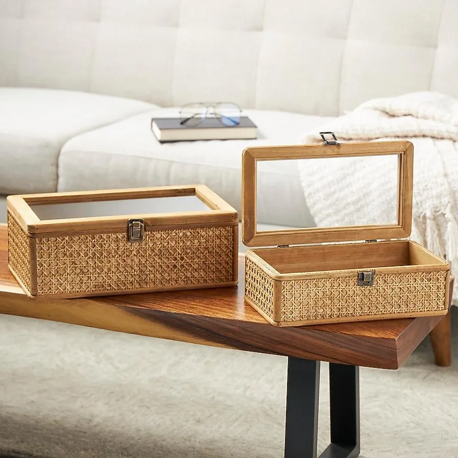 Grayson Lane 2 -Pack Brown Rattan Modern Decorative box