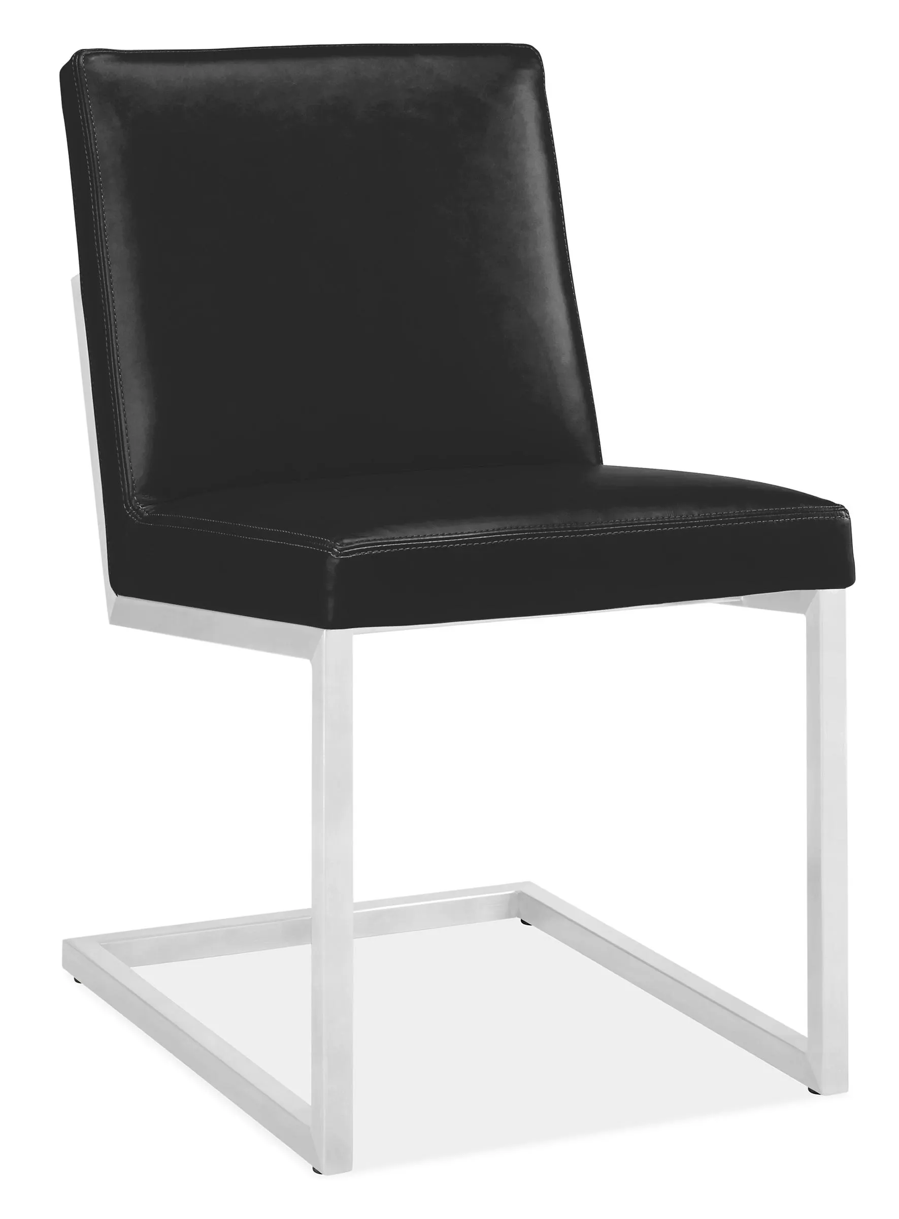 Lira Side Chair in Urbino Black Leather with Stainless Steel Frame