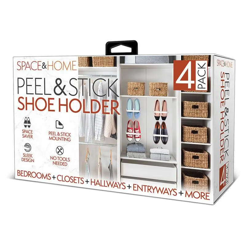 Space and Home Peel-and-Stick Shoe Holder, 4-Pack