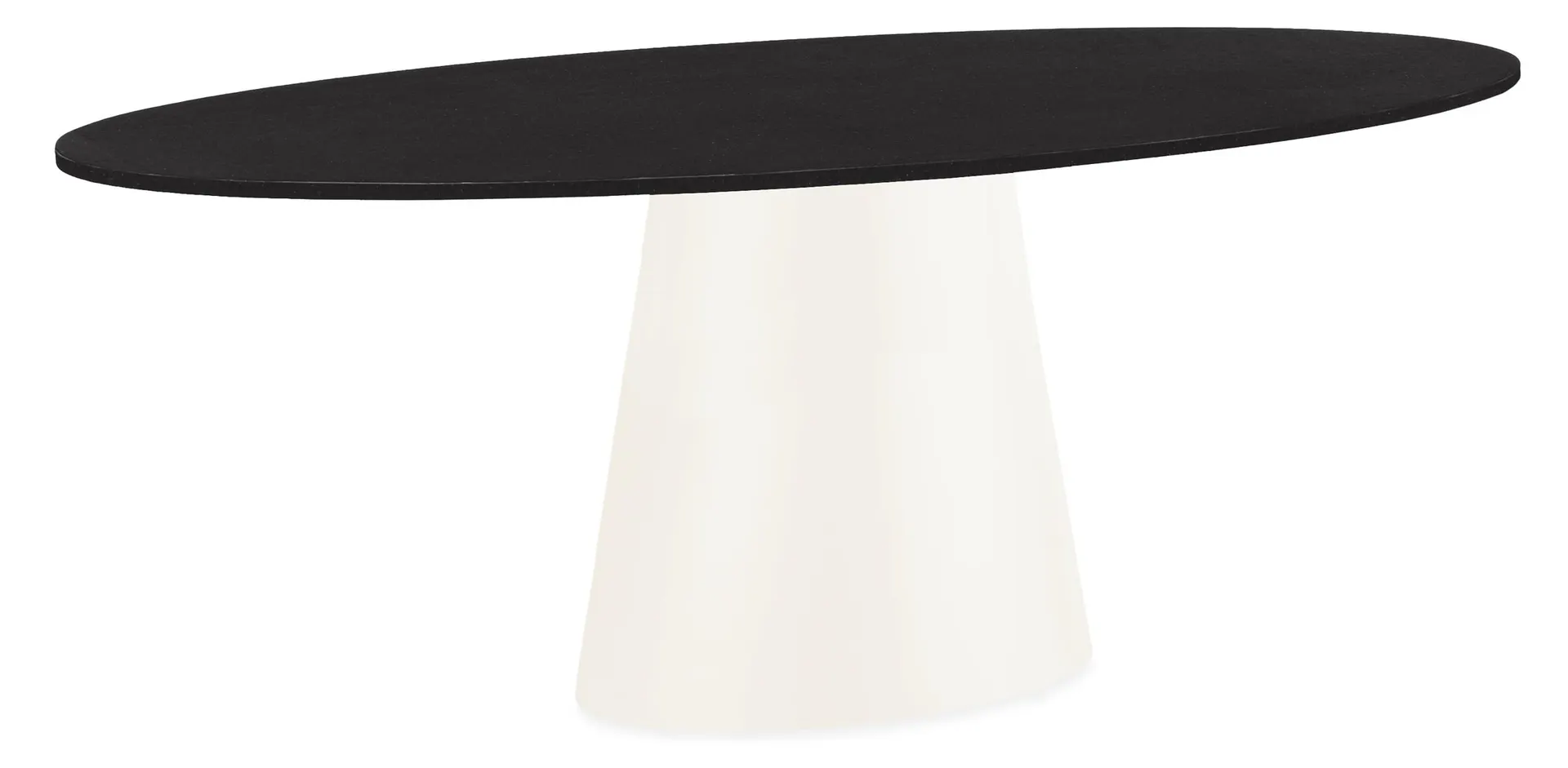 Decker 78w 47d 29h Oval Table with Quartz Top in Black with White Base