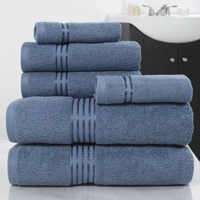 Lavish Home 67-0016-B Cotton 100 Percent Hotel Towel Set, Light Blue - 6 Piece