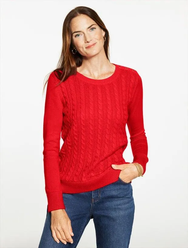 Cable Knit Crewneck Sweater - Colors