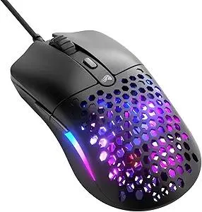 Glorious Gaming - Superlight Wired PC Gaming Mouse with Honeycomb Shell, 6 Programmable Buttons, RGB Lighting & PTFE Skates - Model O Eternal (Ambidextrous), Matte Black