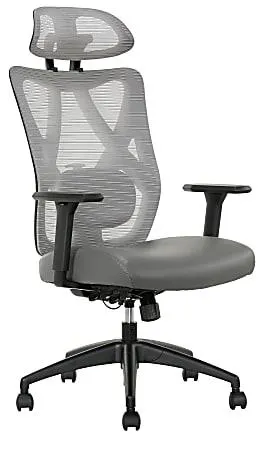 Serta® SitTrue™ Ridgefield Ergonomic Mesh/Vegan Leather High-Back Task Office Chair, Gray/Black