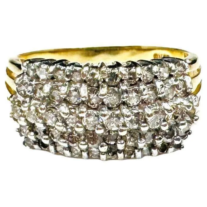 14k Yellow Gold 1.5 Carat Brilliant Cut Diamond Ring Size 7.5