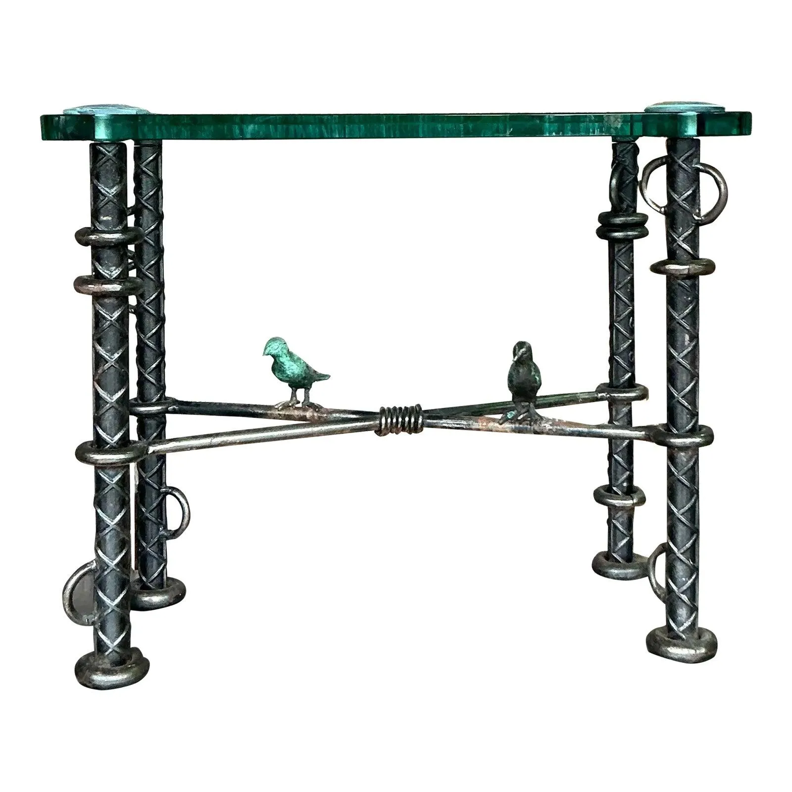 Vintage Boho Ilana Goor Rebar Birds Side Table