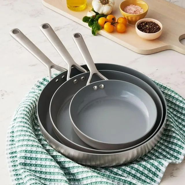 Member's Mark 3-Piece Modern Tri-Ply Fry Pan Set with Ceramic Coating