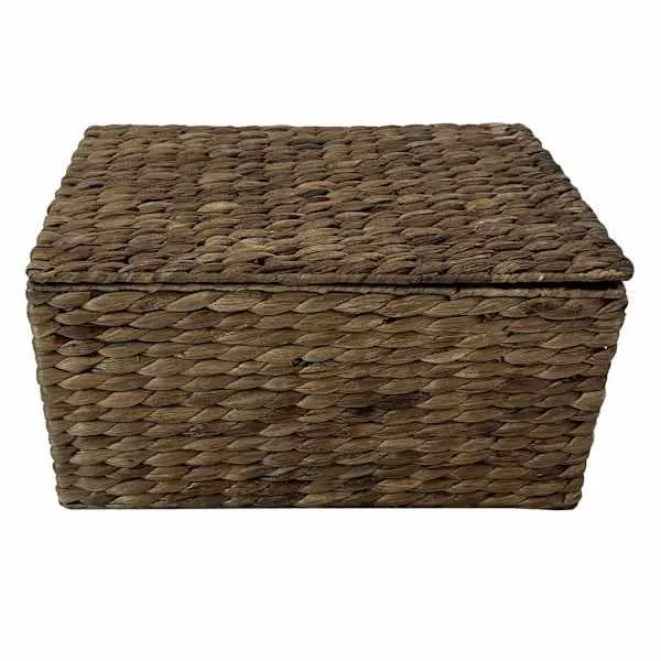 Water Hyacinth Basket with Lid, Large