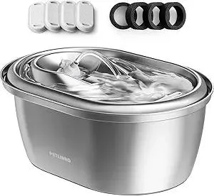 PETLIBRO Stainless Steel Cat Water Fountain, 101oz/3L Pet Water Fountain for Cats Inside, Food-Grade Dog Water Fountain, Automatic Water Dispenser with 4 Filters & 4 Sponges