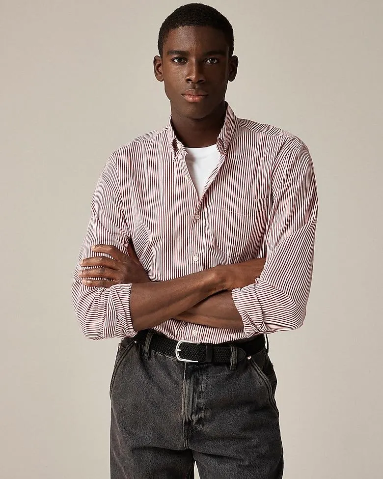 Relaxed Secret Wash cotton poplin shirt in stripe