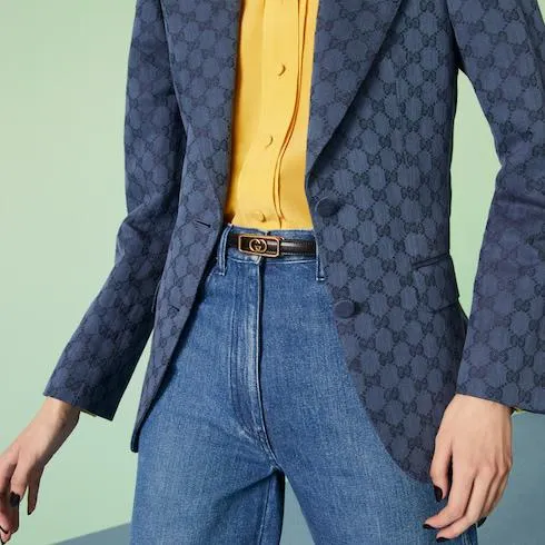 Thin belt with Interlocking G buckle