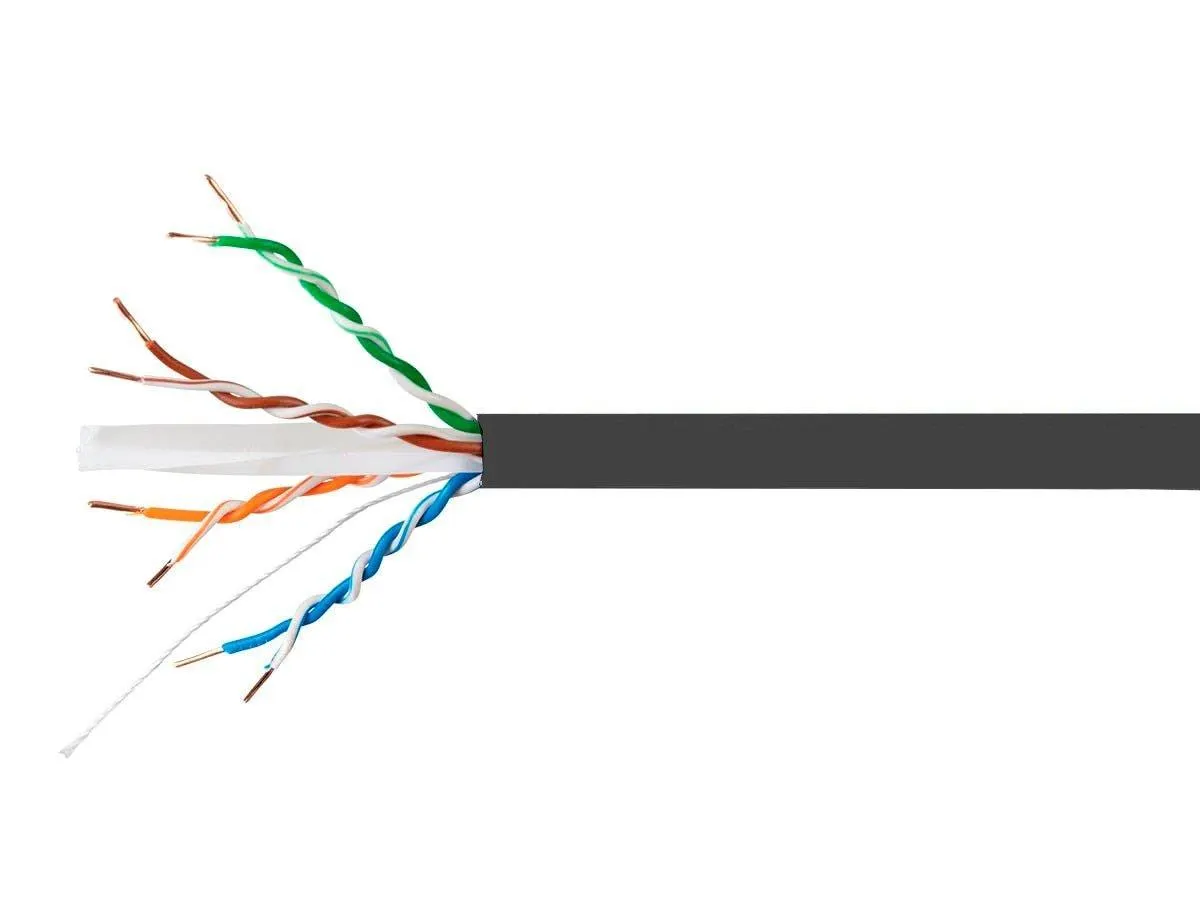 Monoprice Cat6A 1000ft Black CMR Bulk Cable, Solid, UTP, 23AWG, 650MHz, 10G, Pure Bare Copper, Spool in Box, Flame-Retardant, Bulk Ethernet Cable