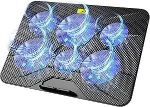 AICHESON Laptop Cooling Pad with 6 High-Speed Fans, Computer Cooler with 7 Adjustable Angles, Compatible with 13-17.3 Inch Laptops