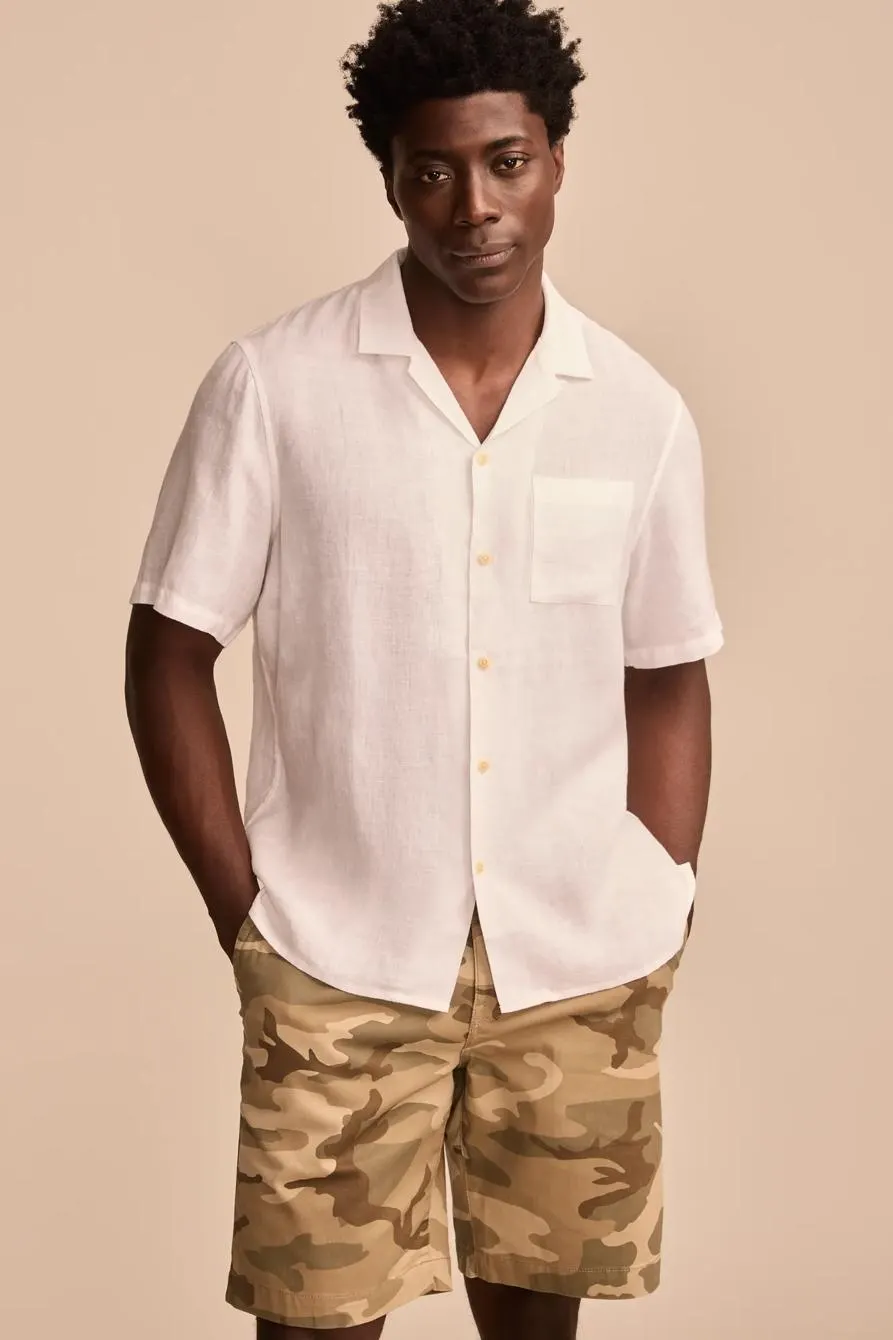 short sleeve linen camp collar shirt
