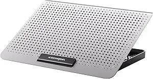 ICE COOREL Aluminum Laptop Cooling Pad, Laptop Cooler Stand with 7 Height Adjustable, Laptop Fan Cooling Pad for Laptop 12-15.6 Inch, Notebook Cooler Pad with Two USB Port (Silver)