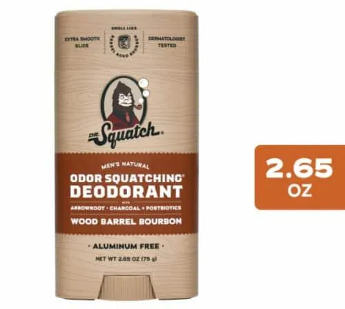 Dr. Squatch® Men's Deodorant Stick Wood Barrel Bourbon Alumnium Free