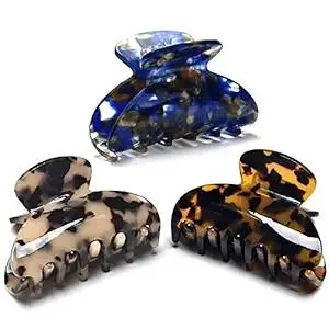 3 Packs Women Medium Hair Clips Tortoise Claw Clips Celluloid Jaw Clips Leopard Print Hair Clamps Fashion Hair Accessories