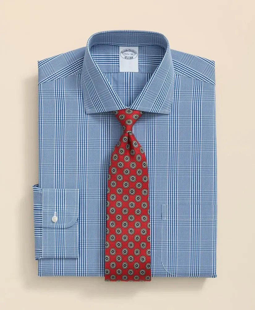 Pure Supima ® Cotton Regular-Finish, English Spread Collar Glen Plaid Dress Shirt