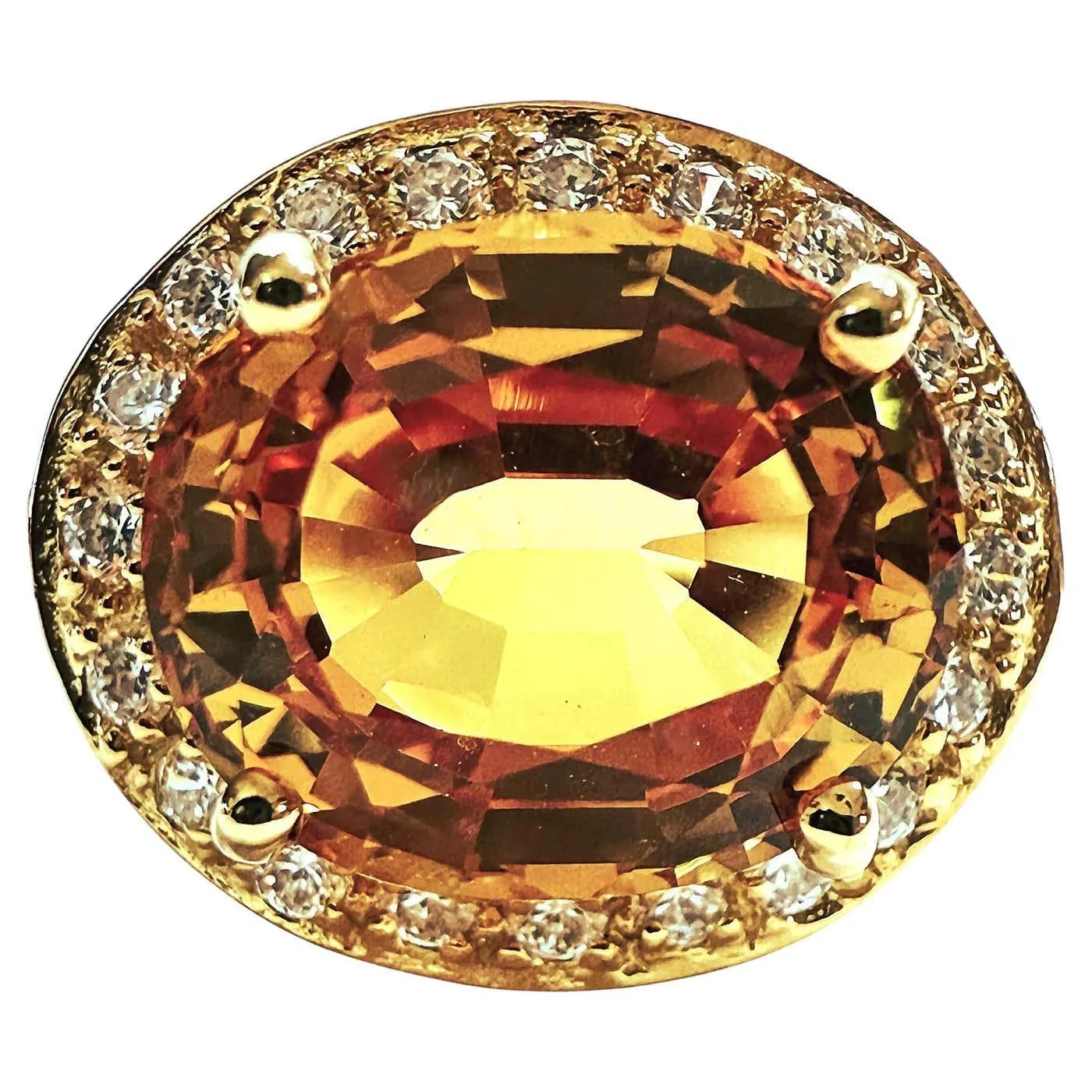 New 4.9 Carat Yellow Sapphire & Diamond Cut Sapphire Y Gold PL Sterling Ring