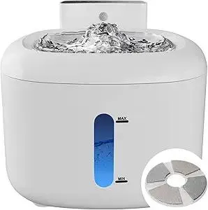 Pawinner Stainless Steel Cat Water Fountain, 1.8L Pet Water Fountain, Automatic Pet Water Dispenser, LED Water-Level Window, Ultra Quiet with Motion Sensor Cat Fountain for Drinking for Cats Indoor