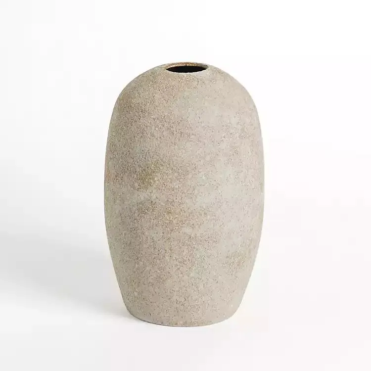 Distressed Sand Metal Vase