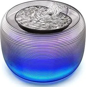 Kastty Quiet Cat Water Fountain, 3.5L/118oz Large Capacity Pet Water Fountain for Cats Indoor with Water Level LED Light, Easy Cleaning Cat Fountains for Drinking Automatic Dog Water Fountain FS75