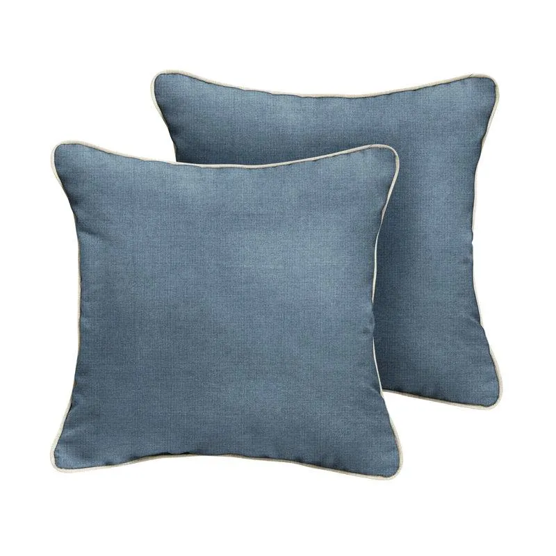 18" x 18" Natural/Blue Jaclyn Sunbrella® Indoor/Outdoor Throw Pillow