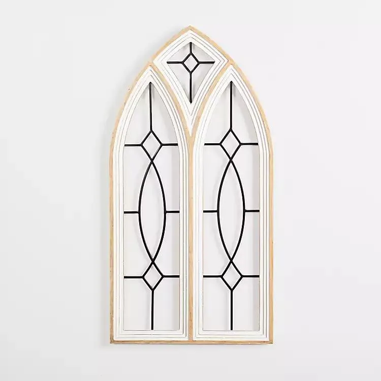 Arched Wood and Metal Geometric Wall Plaque