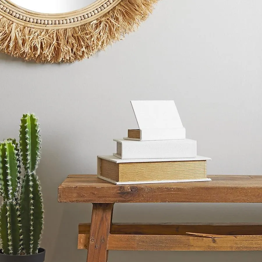 Grayson Lane 3 -Pack White Cotton Modern Decorative box