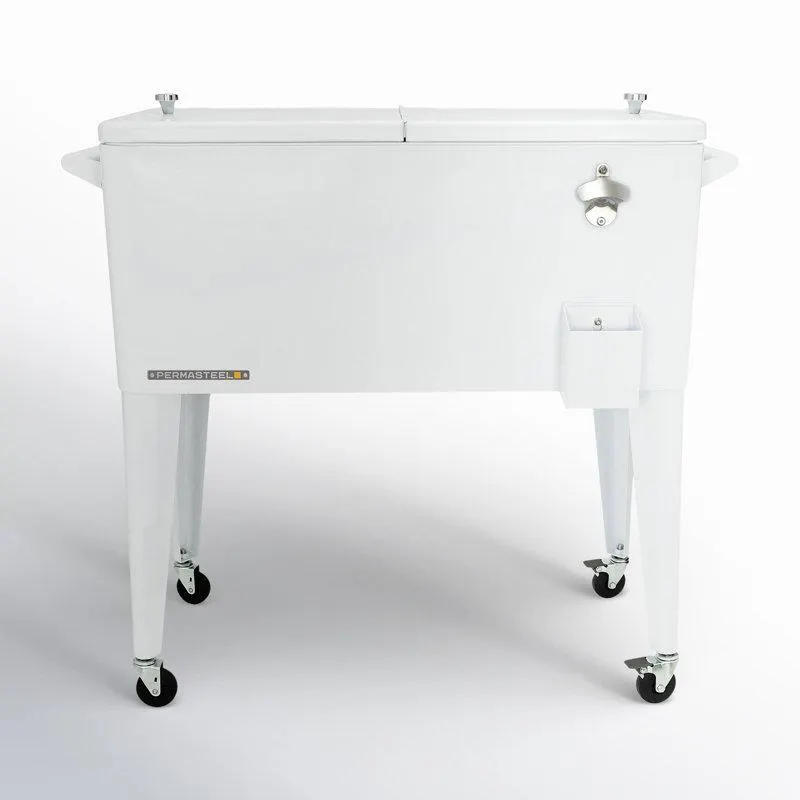 White Permasteel 80-Qt Classic Outdoor Patio Cooler On Wheels (Part number: PS-203-WHITE)